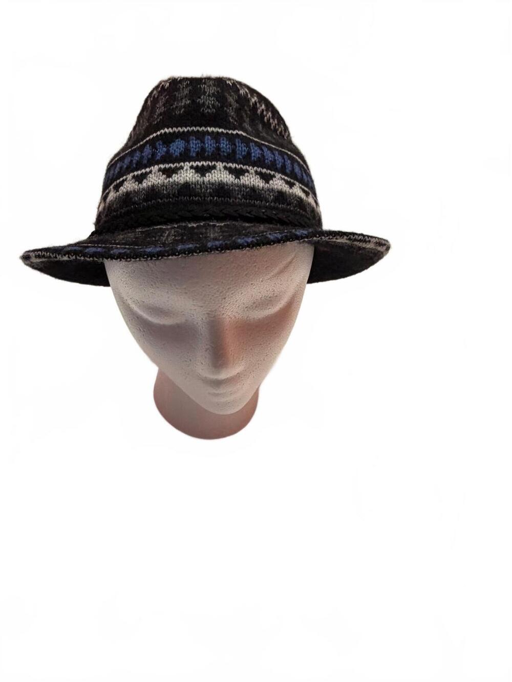 Jessica Simpson Wool Blend Fedora Hat Black Blue Gray